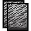 Americanflat Cornice Foto 15x20 cm Nere - Set di 2 Cornici 20x15 cm da Tavolo con Bordo Sottile e Vetro Resistente agli Urti - Portafoto con Ganci e Cavalletto Integrati per Pareti e Ripiani