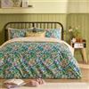 furn. Emerie Set Copripiumino - Reversibile Floreale Uccello Facile Manutenzione Giardino Di Campagna Miscela Di Cotone Biancheria Da Letto (Marina - Singolo - 137x200cm)