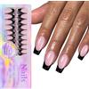 Shuade 150Pcs Nero Francese Tip Gel Unghie Breve bara Press On Nails Acrilico Artificiale Facile Applicazione Per Le Donne Punta Francese