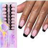 Shuade 150Pcs Nero Francese Tip Gel Unghie Breve bara Press On Nails Acrilico Artificiale Facile Applicazione Per Le Donne Punta Francese