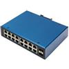 DIGITUS 16 Port Gigabit Ethernet Netzwerk Switch, Industrial, Unmanaged, 2 SFP Uplink - DN-651138
