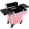 TiryyDrela Rolling Trucco trolley Trolley Trucco Valigia in alluminio, grande capacità, scomparti rimovibili, organizer ottimale, trolley estensibile, ideale per viaggi, lavoro, salone di bellezza, artista