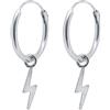 ENTREPLATA Coppia di orecchini a cerchio in argento sterling 925 da 12 mm. Diametro con pendente a raggi in argento sterling 925.
