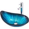 Atack-B Lavandino Da Bagno Lavabo Da Appoggio In Vetro Temperato A Forma Di Goccia, Lavabo Da Appoggio Lavabo Da Appoggio Lavabo Da Bagno Dell'hotel 550 X 380 X 170 Mm (Blu,Package 1)