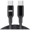 JUYAXIN Potente cavo di ricarica USB C da 100 W a tipo 1 m in nylon intrecciato filo veloce per telefono 15 16 più dispositivi Cavo di trasferimento dati ad alta velocità