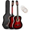 3rd Avenue Pacchetto Per Principianti Di Corde In Nylon Spagnole A Grandezza Naturale 4/4 Per Chitarra Classica - 6 Mesi Di Lezioni Gratuite, Borsa, Corde - Rosso