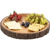 GoCraft Piatto da portata rotondo in legno con corteccia di albero sui bordi | Piatto per pizza in legno di mango | Piatto per salumi, 40,6 x 27,9 cm