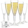Generic GM 20 Pezzi Bicchieri Flute Trasparenti cc.120, Calice Monouso, Usa e Getta, per Prosecco, Champagne, Bollicine, per Bar o uso Casalingo, in PET Riciclabile