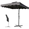 BAKAJI Ombrellone da Giardino Decentrato 2,5 x 2,5 Mt Palo in Metallo Chiusura a Leva Base a Croce Sistema Air Vent Arredamento Esterno Gazebo Piscina Giardino Terrazzo Ambienti Esterni (Grigio)