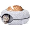 Nobleza Tunnel Per Gatti in Feltro, Cuccia per Gatti Rimovibile con Cerniera, Grande Cuccia Rotonda per Gatti da Interno, Adatto per Gatti di Taglia Medio-Grande Fino a 13 kg, 60×60×26cm, Grigio