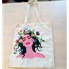 Borsa 100% Cotone Dipint Mano Handmade Tote Bag Shopper Flower Girl 38x42 Reborn