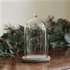 Lights4fun Campana di Vetro di 20,5cm con Base Legno Grigio per Arredo Interni