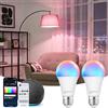 Aigostar Mesh - Lampadina connessa Bluetooth Mesh A60 12W, lampadina collegata Alexa E27 LED 1150LM RGB & 2700K-6500K, lampadina Alexa 16 milioni di colori, 2 unità (con telecomando Bluetooth)