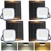 Aigostar- Faro led esterno con grande pannello solare，dimmerabile 3000/4000/6500K，4000mAH，Batteria di grande capacità，Funzione crepuscolare，IP66，Faretto led da esterno solare con telecomando，4 Pezzi