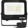 Aigostar- Faretto led 30W da Esterno bianco naturale,super illuminoso da 2450 lumen e 4000k. Impermeabile IP65 per cortile, giardino, garage, tetto.