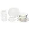 alpina Set Piatti e Ciotole Colazione - Set Piatti 4 Persone - Stoviglie in Terracotta - Piatti Colazione, Ciotole, Tazze e Piattini - Utilizzabili nel Microonde e in Lavastoviglie - Bianco
