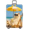 YJSZY Copri Valigia Elastico,Con Motivo Animali Da Spiaggia,Coprivaligie Da Viaggio Per Valigie Da 18-32 Pollici,Antipolvere E Antigraffio,Luggage Cover Per Bambini E Adulti (Gatto,XL(29-32inch))
