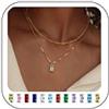 FIOROYAL Collana Donna Oro,Collana Ciondolo en Pietra di Nascita,Collana Catena Girocollo Oro,Multifilo Collana Dorata Sottile,Collana Pendente di Acquamarina,Regali di Compleanno Donna