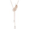 Swarovski Nice Collana Pendente a Y, con Motivo a Piuma, Cristalli e Zirconia Swarovski dal Taglio a Goccia, Placcatura in Tonalità Oro Rosa, Bianco