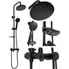 Rea - Luis Black Colonna Doccia Set Bagno Sistema Doccia In Ottone Per Bagno (Nero) 45x21x100cm
