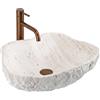 Rea - Lavabo Da Appoggio Asimmetrico, Non Standard Isla Shiro, Bianco, Beige, Imitazione Pietra, Pietra Artificiale (Pietra Composita Artificiale), 49X37X13,5Cm