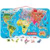 Juratoys JANOD Puzzle magnetico Mappa del mondo francese 92 pezzi puzzle giocattolo per bambini