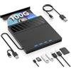 Yaeonku Unità Blu-ray esterna 7 in 1, lettore Blu-Ray esterno USB 3.0 di tipo C, lettore DVD CD esterno, supporto per scrittura BD da 100 GB, masterizzatore blu ray esterno 3D ultra sottile con porta TF/SD