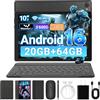 Gleeso Tablet Android 16 da 10 Pollici, Tablet con Tastiera 20GB+TF 1TB, Android Tablet PC con Mouse, Penna Stylus, 6000mAh, Fotocamera da 8MP, WiFi 5G, Laptop Portatile per Studenti e Aziende