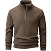Generic Pullover da uomo con cerniera a un quarto, pullover invernale in pile senza cappuccio, vestibilità aderente, termico, elasticizzato, comodo, top a maniche lunghe, felpa leggera per attività all'aperto