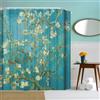 IcosaMro V. Gogh Tenda da doccia per bagno con ganci, fiori di mandorlo in fiore, tenda da doccia in tessuto lungo, decorazione per il bagno, 71 x 72 L, verde