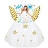 W WIDMANN MILANO Party Fashion, Costume da Angelo Scintillante, Gonna in Tulle Bianco, Ali dorate, Design Elegante, Taglia unica, Facile da Indossare, Cura Semplice, Perfetto per le Feste