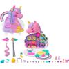 Polly Pocket - Salone di Bellezza Unicorno Arcobaleno, playset cofanetto con unicorno con testa pettinabile e 2 micro bambole, oltre 25 accessori, giocattolo per bambini 4+ anni, HMX18