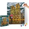 Smoby Schipper 609130817 - Dipingere con i Numeri, Notre Dame - Pittura per Adulti, con pennelli e Colori acrilici, 40 x 50 cm
