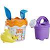 Simba 10711479 - Set di 6 secchi, secchio, colino, forma di sabbia, pala, rastrello, innaffiatore, altezza: 11 cm, diametro: 14 cm, giocattolo di sabbia per bambini dai 3 anni in su