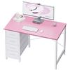 PAMRAY Scrivania per PC 80 cm con 4 cassetti, Piccola scrivania per casa, camera da letto, studio, Scrivania per PC semplice e moderna, Rosa
