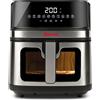 Girmi FG80 Friggitrice ad Aria 8Litri, 2200 W, Display digitale, 10 programmi, Capacità 8 Litri, Camera di cottura in metallo, Doppia resistenza, Ricettario incluso, Nero/Inox