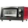 Girmi FE10 Forno elettrico, 800 W, 10 Litri, Griglia INOX, Termostato Regolabile, Timer 60 min, Accesori inclusi, Nero/Rosso