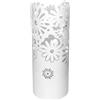 Porta Ombrelli in Metallo Fiore, Contenitore per Ombrelli con Vaschetta Scolapioggia e 1 Gancetto, 19cm diametro 49cm altezza, Bianco