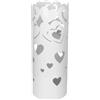 Porta Ombrelli in Metallo Cuore, Contenitore per Ombrelli con Vaschetta Scolapioggia e 1 Gancetto, diametro 19cm altezza 49 cm, Bianco