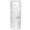Today Home Porta Ombrelli in Metallo Fiore, Contenitore per Ombrelli con Vaschetta Scolapioggia e 1 Gancetto, diametro 19cm altezza 49cm, Bianco