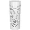 Today Home Porta Ombrelli in Metallo Cuore L, Contenitore per Ombrelli con Vaschetta Scolapioggia e 1 Gancetto, diametro 21cm altezza 55cm, Bianco