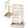 Avilia - Portagioie Efficace, Espositore Moderno Bijoux, Metallo e Velluto, Organizer 16 Ganci Porta Collane, 48 Slot per Orecchini e Aste per Bracciali, Salvaspazio per Toeletta e Camera da Letto