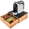 Avilia Porta Cialde in Bambù con Cassetto e Ripiano in Vetro - Organizer per Cialde, Capsule e Tisane - Porta Capsule Caffè, Bustine The e Zucchero - Ideale per Angolo Caffè in Cucina e Ufficio