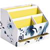 Clairefontaine 115938C - portacorrispondenza di cartone con cassetto 24x16x18 cm - motivo floreale dipinto all'inchiostro blu - Carta finitura satinata - Home Office - Collezione Inkebana
