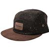 Blackskies Obsidian 5-Panel cap | Basecap Skater Uomo Donna Visiera Scamosciata in Lana - Nero spruzzato-Marrone - Streetwear Outdoor Estate Tempo Libero