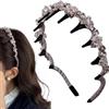 Generic Fascia per capelli con artiglio - Design antiscivolo a treccia, elegante accessorio con strass, accessorio decorativo per capelli, per donne, ragazze, damigelle d'onore, feste, matrimoni, vacanze