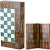 Senza marchio Set backgammon in legno di lusso XL 20" tavola di palissandro massello...