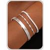 ADRAMATA 3Pcs Set Bracciale Donna Argento 925 Braccialetti Regolabili Impilabili Bracciali Catena Tennis Bracciale Argento per Donna Ragazza Gioielli Regalo con Scatola