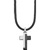 s.Oliver Collana con Ciondolo in Acciaio inox Collana per bambini in pelle, 40+3 cm, Argento, croce, Viene fornita in confezione regalo per gioielli