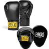 Everlast 1910 Classic Training Guanti da Boxe e Colpitori 16oz (Nero), Pelle con Chiusura a Strappo, per Sacco - Equipaggiamento Everlast Originale